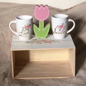 Beautiful Love and Smile  Mugs with Wooden Crate